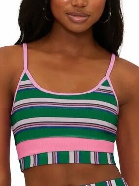 Beach Riot Eva Stripe Rib Bikini Top S New